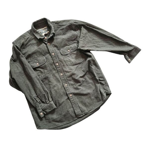 Field and Stream Flannel Shirt Mens XL Green SOlid button Up Long Sleeve Cotton - Picture 1 of 9
